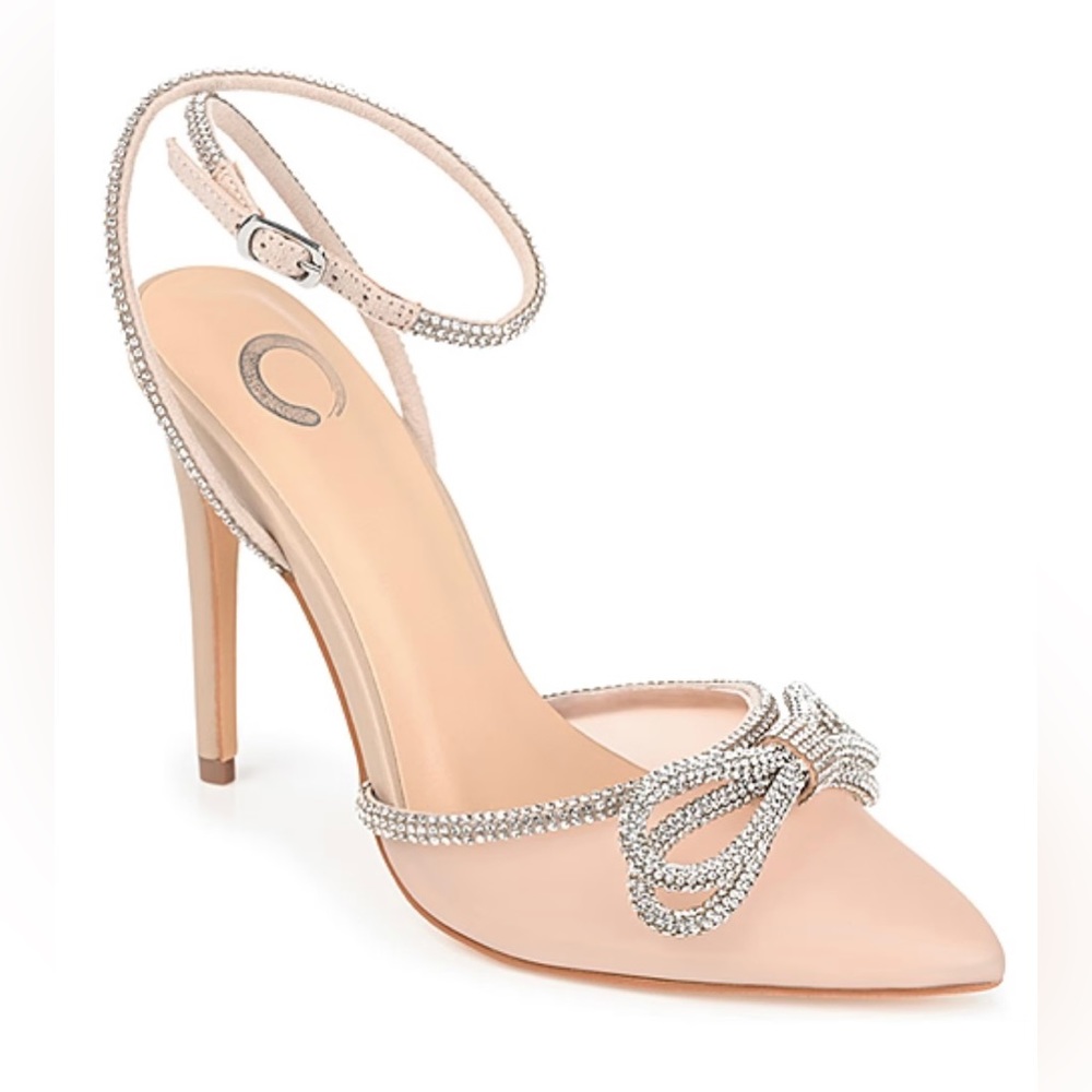 SPARKLE IN THESE!! Rhinestone Double Bow Ankle Strap Pumps